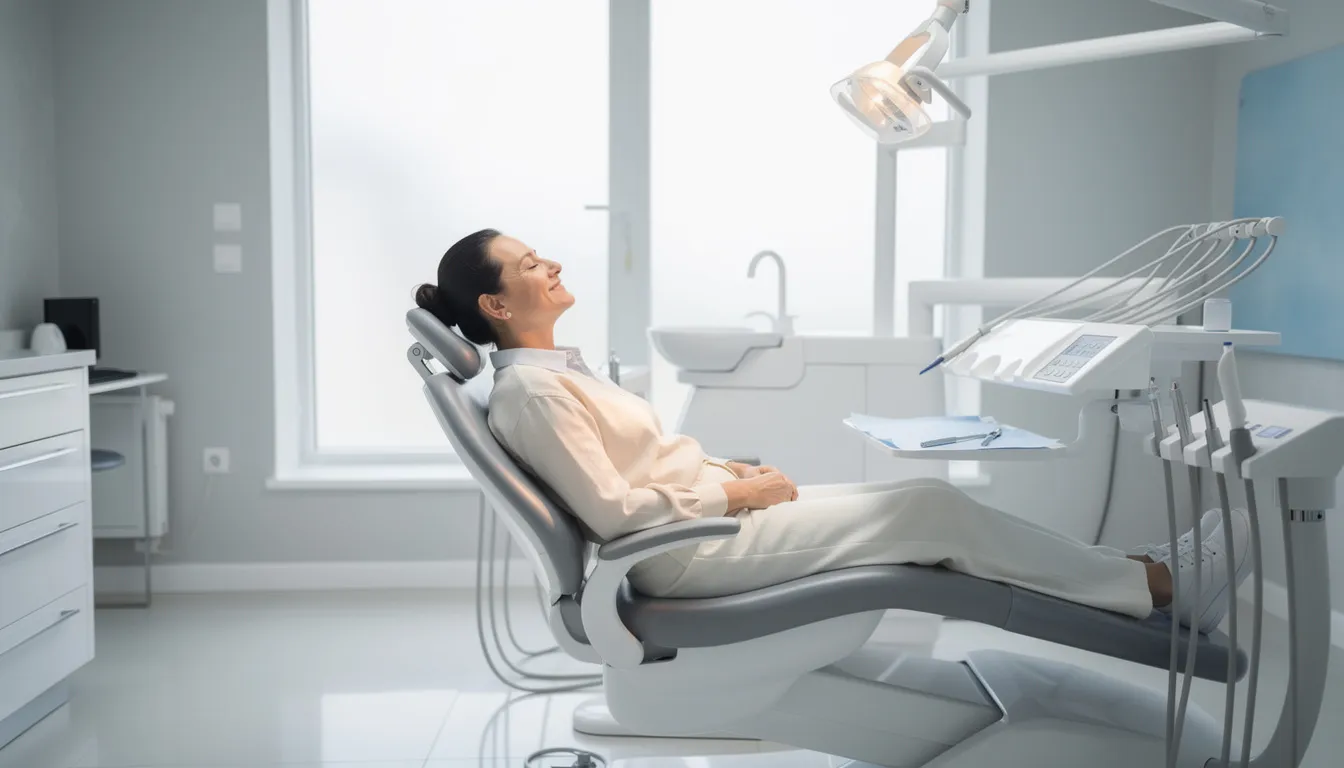A relaxed patient reclines comfortably in a modern dental chair, showcasing a peaceful expression that reflects the importance of regular dental check-ups for optimal oral health. This serene atmosphere emphasizes the advancements in dentistry that help debunk common dental myths, ensuring patients feel confident and at ease during their appointments.